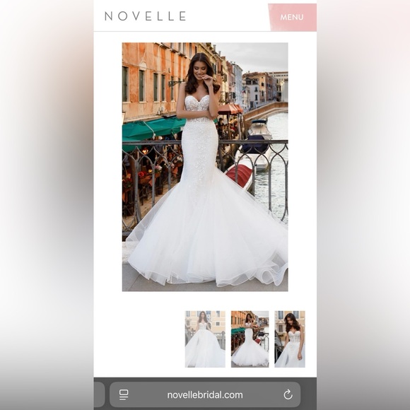 Brand New Oksana Mukha “Jane” White Bridal Gown - Picture 3 of 4